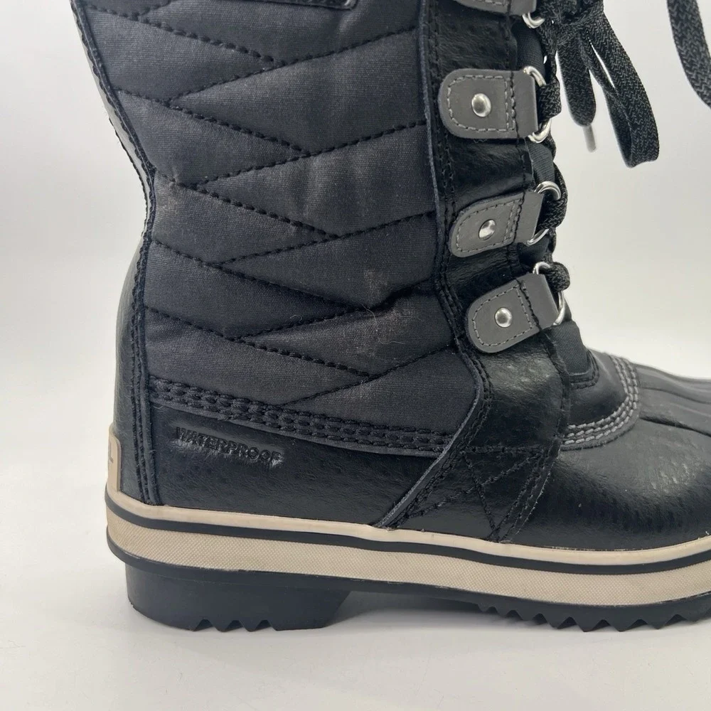 Sorel Big Girls Youth Boots Size 4 Tofino Tall Snow Waterproof Faux Fur Black